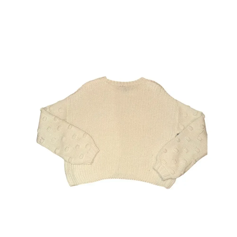 Moon & Madison Cream Cropped Sweater Women’s L Large